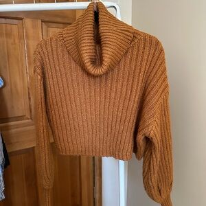 Urban Outfitters Cozy Brown Cropped Knit Sweater